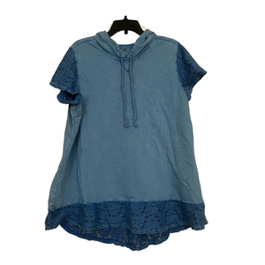 relax Blue Lace Trim Hoodie short sleeve Shirt